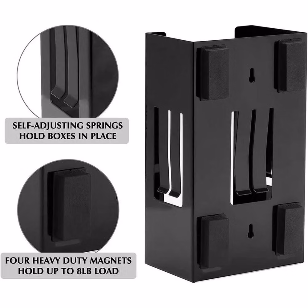 Havendro Magnetic Holder for Disposable Nitrile Latex Gloves and Tissue Wipes, Black, Wall Mounted – 3