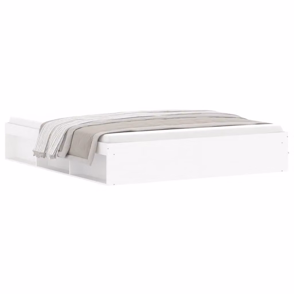 Berkfield Home Modern White Bed Frame with Side Compartments W: 180 cm, D: 200 cm – 2