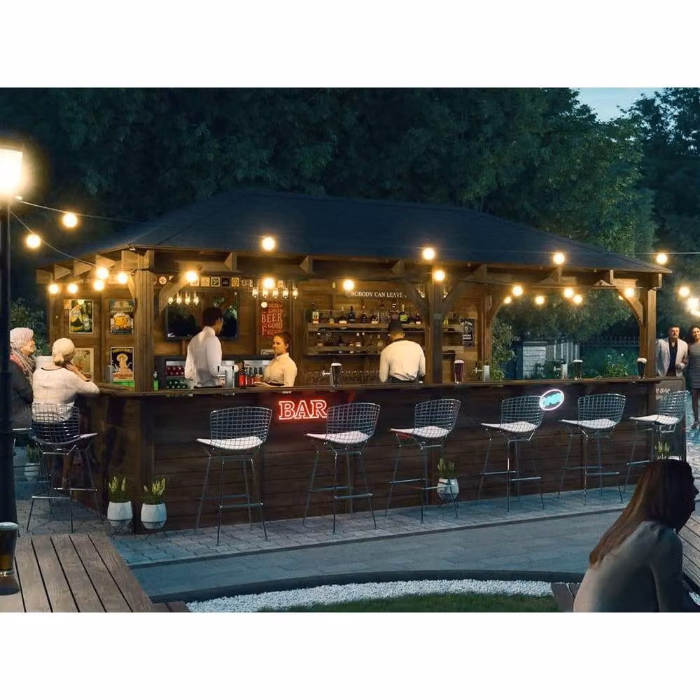 Dunster House Leviathan Wooden Outdoor Garden Bar in Brown, W: 600 cm, D: 300 cm, H: 212 cm – 2