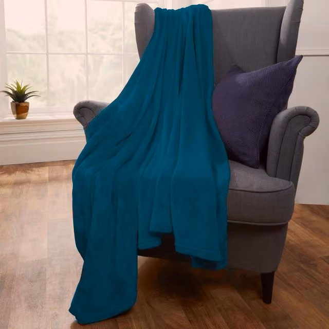 Brentfords Super Soft Fleece Blanket in Turquoise, W/D/H: 120 x 150 cm