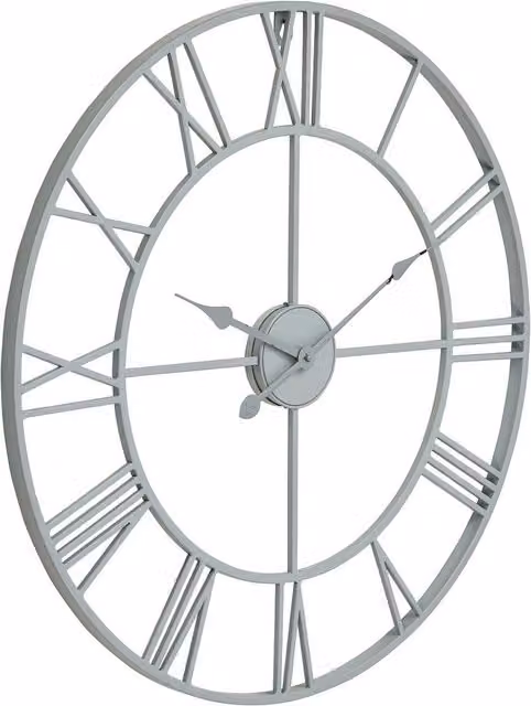 Hill Interiors Modern Round Skeleton Wall Clock in Grey with Quartz Movement