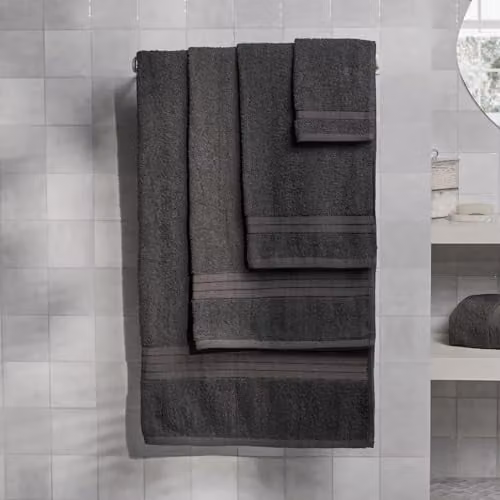 OHS Luxury Anthracite Grey Cotton Terry Bath Sheet, W/D/H: 150 x 90 x 0.9 cm – 3