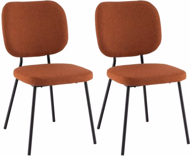 Costway Set of 2 Modern Linen Fabric Upholstered Kitchen and Dining Chairs in Orange