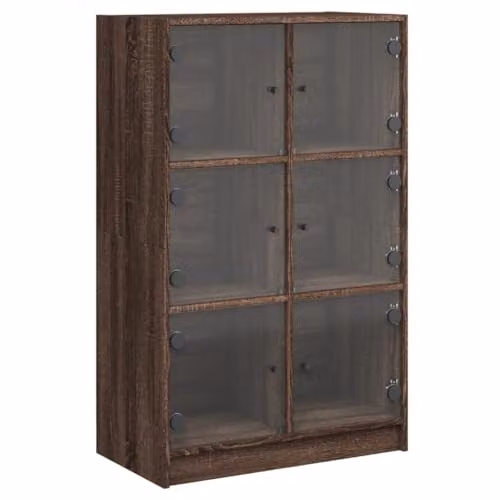 vidaXL Modern Highboard with Hinged Doors in Brown Oak, W/D/H: 68 x 37 x 109 cm