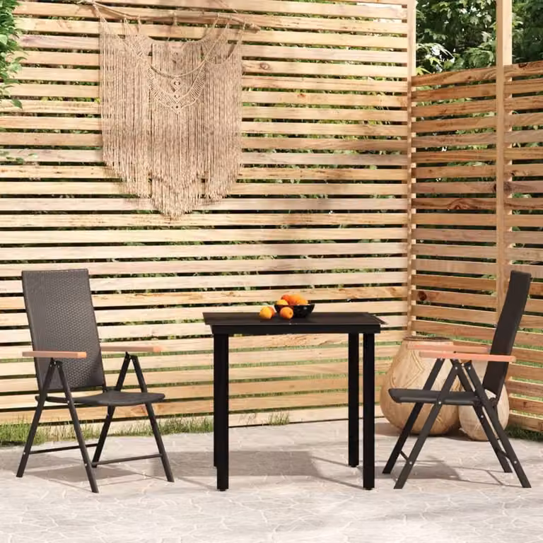 Berkfield Home 3 Piece Black Garden Dining Set
