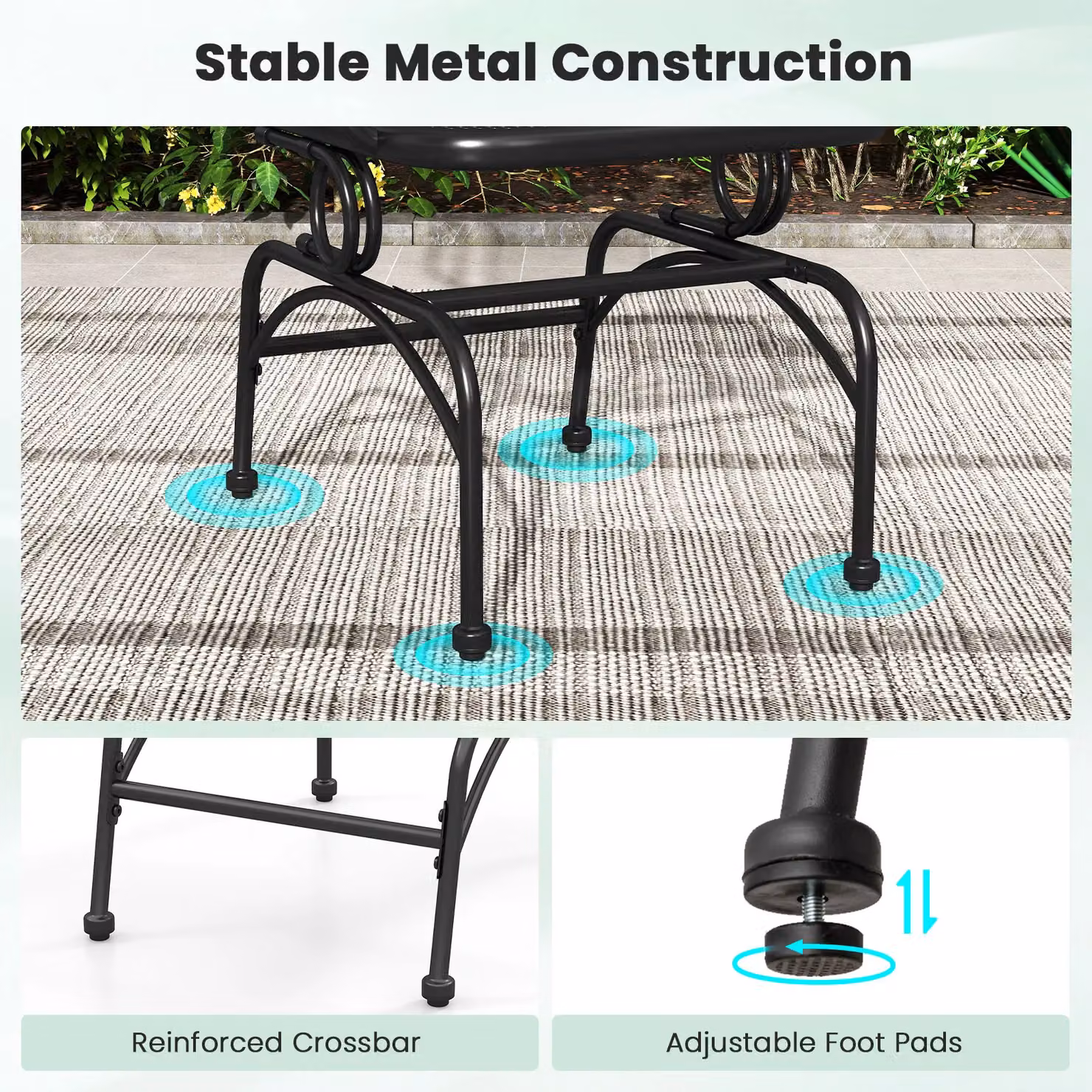 Costway Set of 2 Black Metal Patio Rocking Chairs with Mesh Backrests – 6