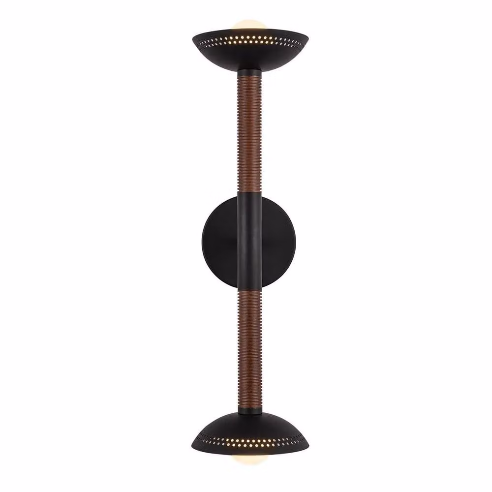 Netlighting Arden Up and Down LED Wall Light in Matte Black and Walnut Wood Veneer with 3000K Warm White Light – 4