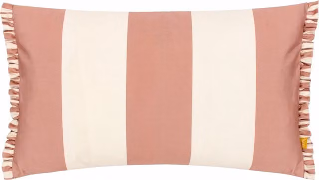 Araya Striped Velvet Cushion in Pink with Feather Filling