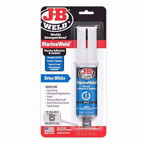 J-B Weld MarineWeld Waterproof Epoxy Adhesive, White, 25 ml