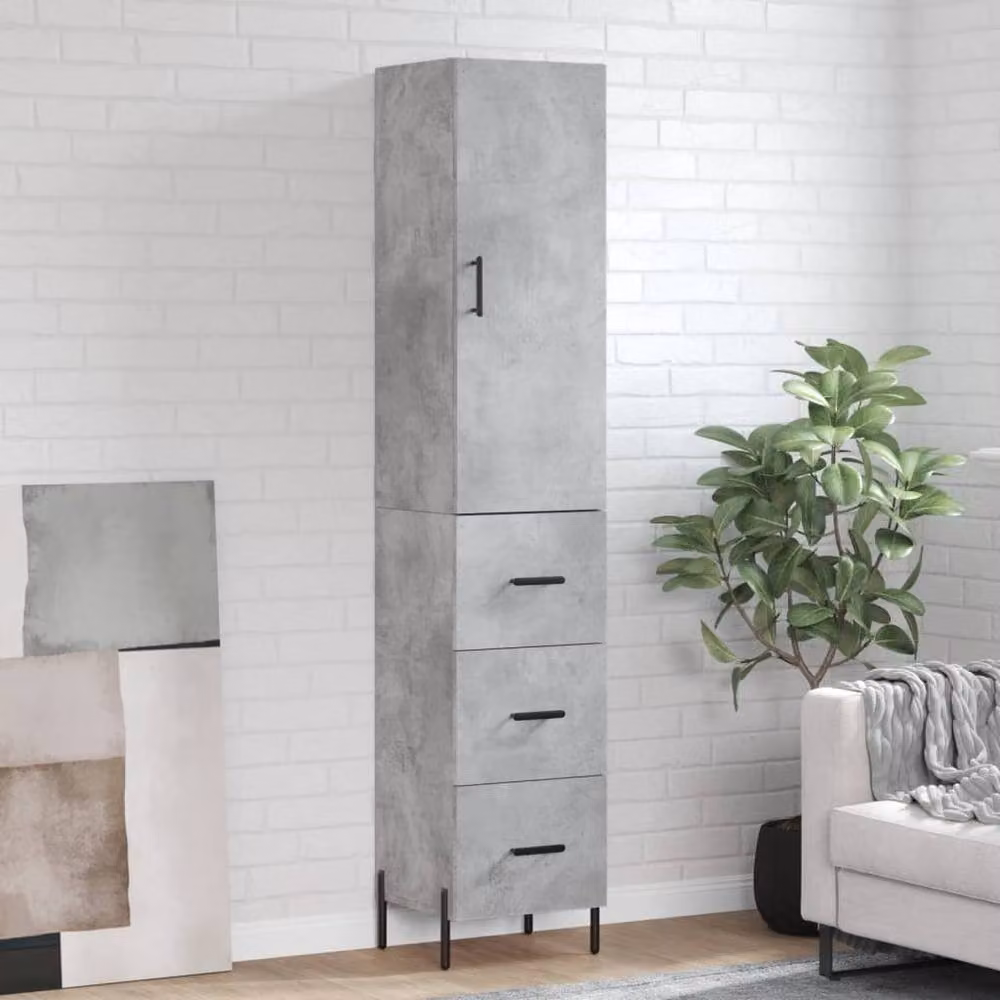 Berkfield Home Industrial Highboard in Concrete Grey with Hinged Doors and Internal Shelves, W/D/H: 34.5 x 34 x 180 cm – 2