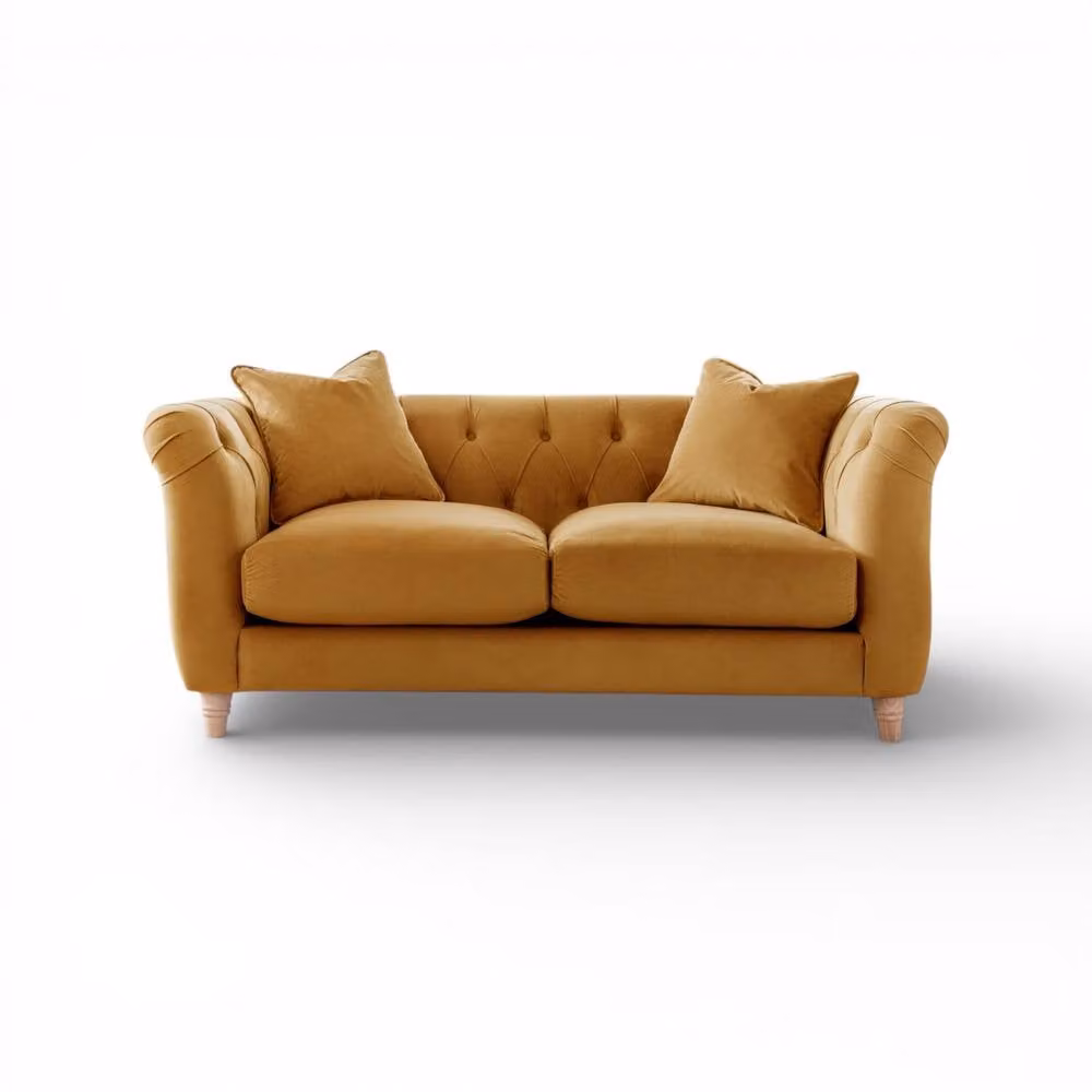 The Great Sofa Company Kensington 2-Seater Velvet Chesterfield Sofa in Yellow – 2