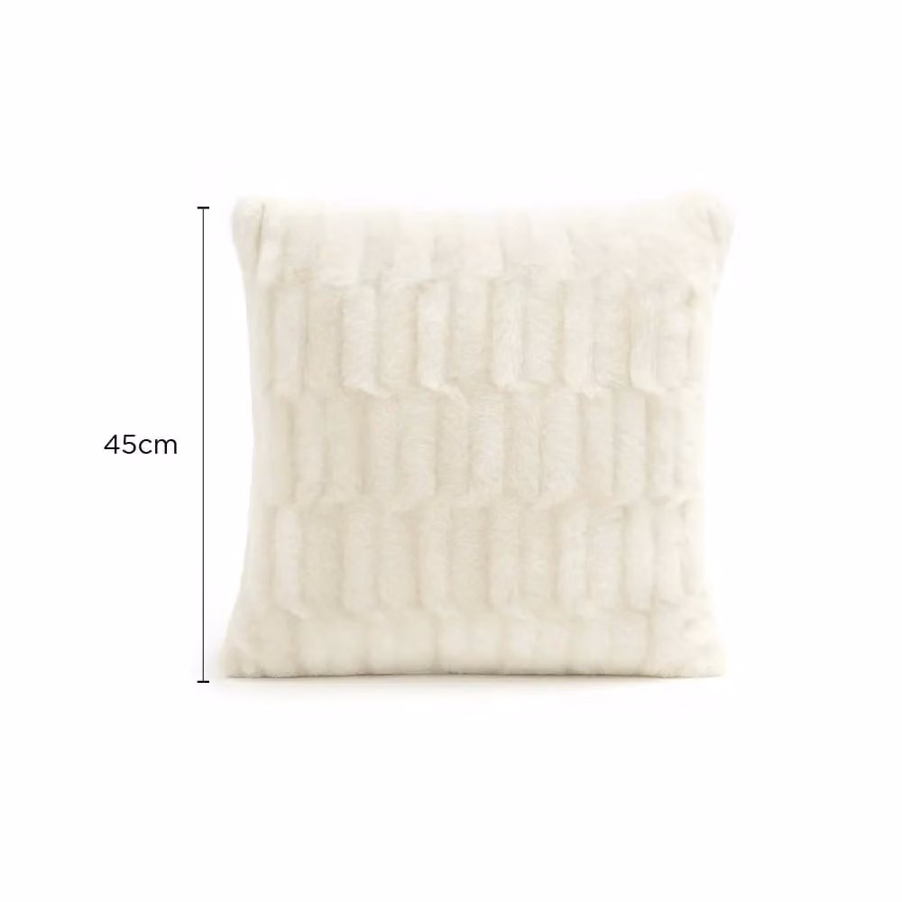 Voltico Arctic Plush Filled Square Cushion in Beige, Brown and White, W/D/H: 45 x 45 x 45 cm – 2