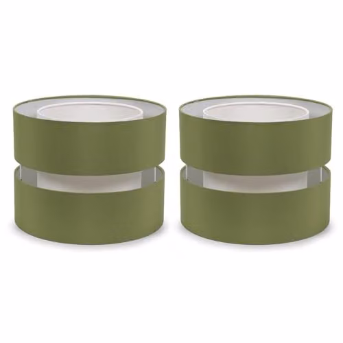 ValueLights Pair of Small 2 Tier Drum Ceiling Light Shades in Green with Warm White LED Bulbs, Width: 26 cm – 1
