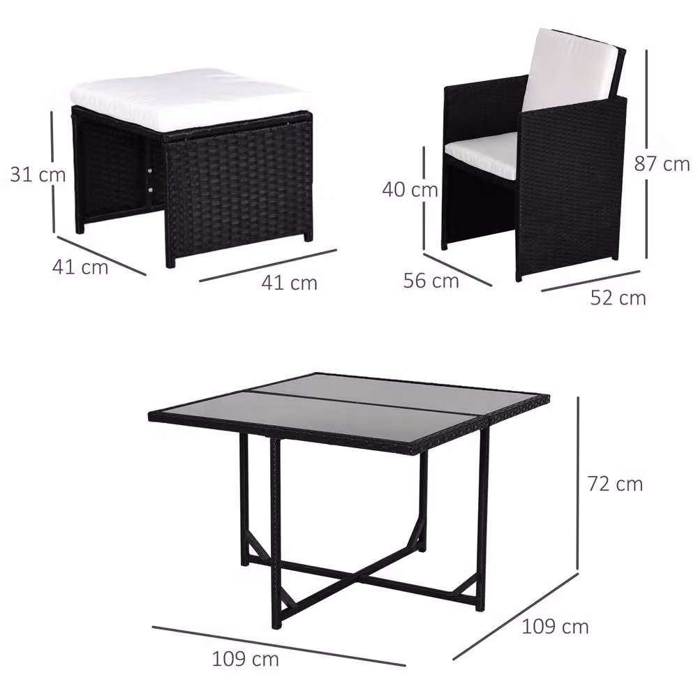 STILVORA 8-Seater Modern Dining Set in Black with Metal and Rattan Design – 2