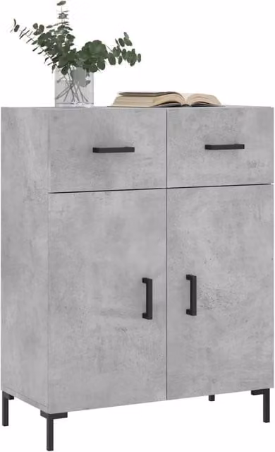 Berkfield Home Industrial Sideboard in Concrete Grey, W/D/H: 69.5 x 34 x 90 cm