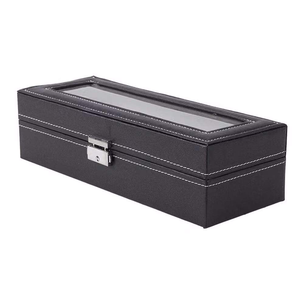 SPETLEK 6 Grid Watch and Jewellery Storage Display Case Organizer Box in Black – 3