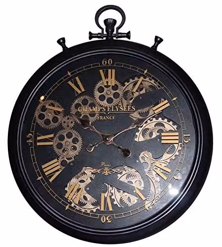 Minster Black Metal Gear Wall Clock, W62 x H62 x D8 cm