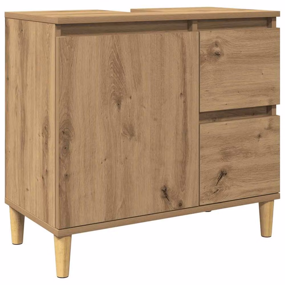 Berkfield Home Artisan Oak Sink Cabinet in Brown, W/D/H: 65 x 33 x 60 cm – 2