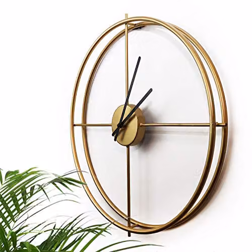 WALPLUS Modern Gold Geometric Metal Wall Clock, Diameter: 50 cm – 2
