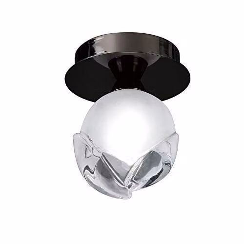 Netlighting Fragma Black Chrome G9 Single Light Ceiling Lamp with Transparent Glass Sphere – 1