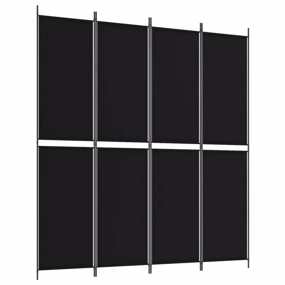 Berkfield Home 4-Panel Fabric Room Divider in Black, W: 200 cm, H: 220 cm – 2