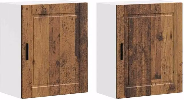 Berkfield Home Porto Old Wood Kitchen Wall Cabinets, 2 Piece Set in Brown