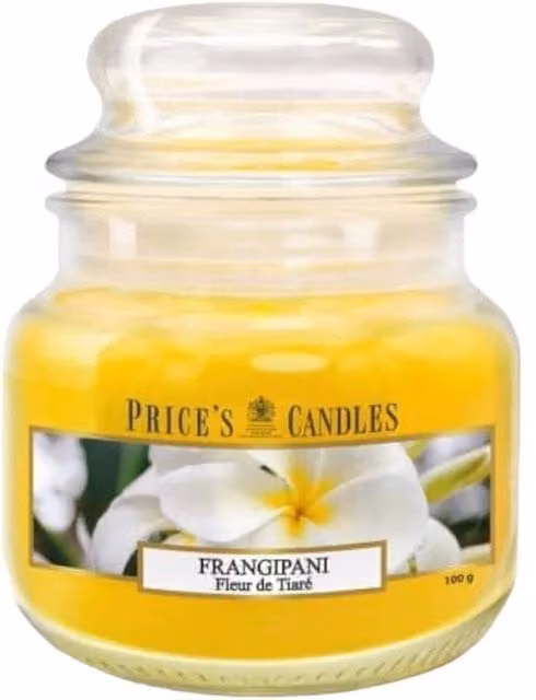 Price's Candles Frangipani Scented Jar Candle, Small, Yellow