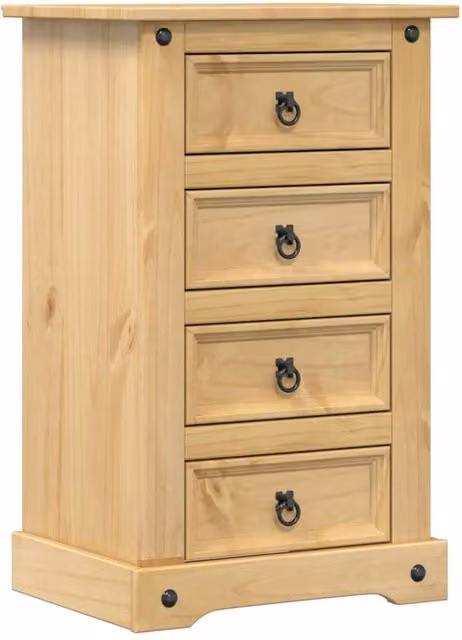 Berkfield Home Corona Bedside Cabinet in Brown Solid Pine Wood, W/D/H: 53 x 39 x 84 cm