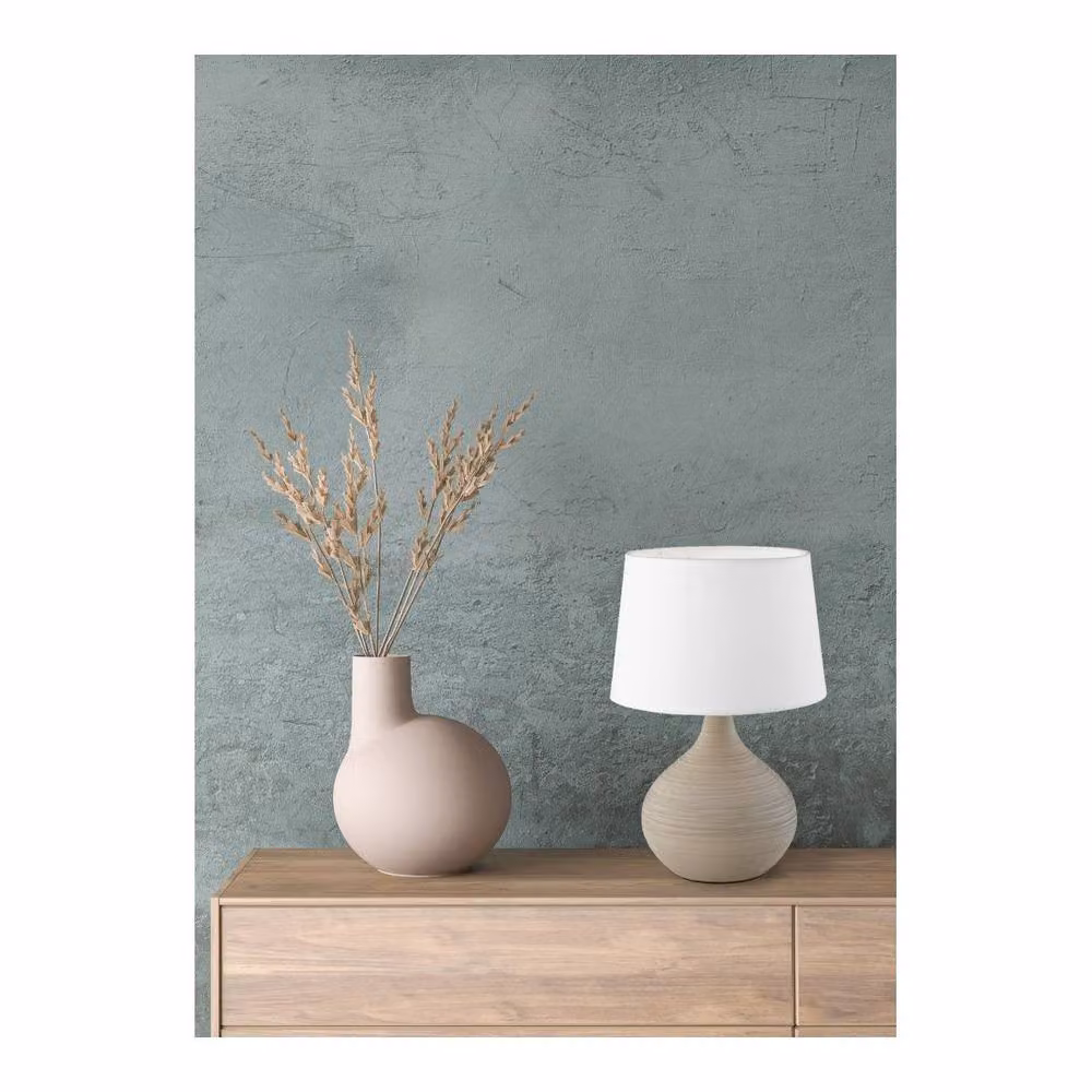 Netlighting Martin Modern Table Lamp with Ceramic Body and Fabric Shade in Beige, W/D/H: 20 x 20 x 29 cm – 4