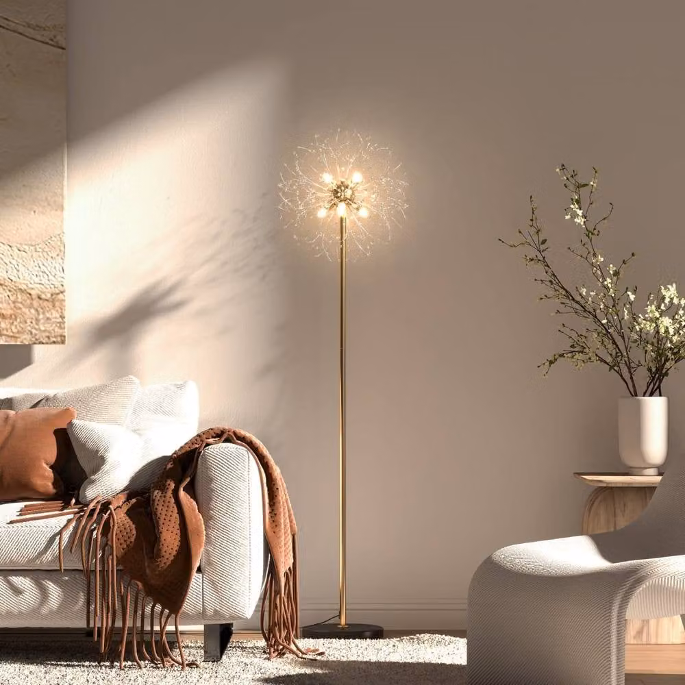 Wyld Haus Dodine Gold Metal and Crystal Dandelion Floor Lamp, Height: 160 cm – 3