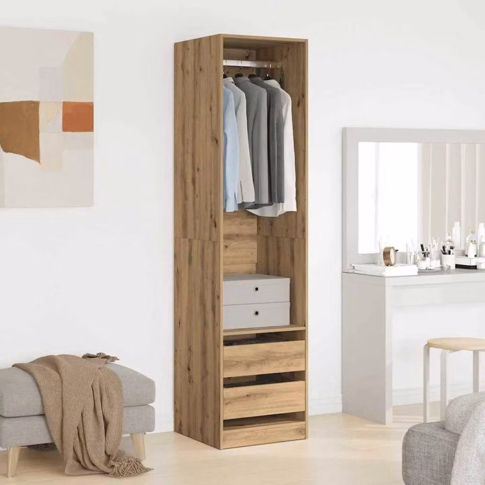 FORGEVIO Artisan Oak Wardrobe in Natural Brown, W/D/H: 50 x 50 x 200 cm – 2