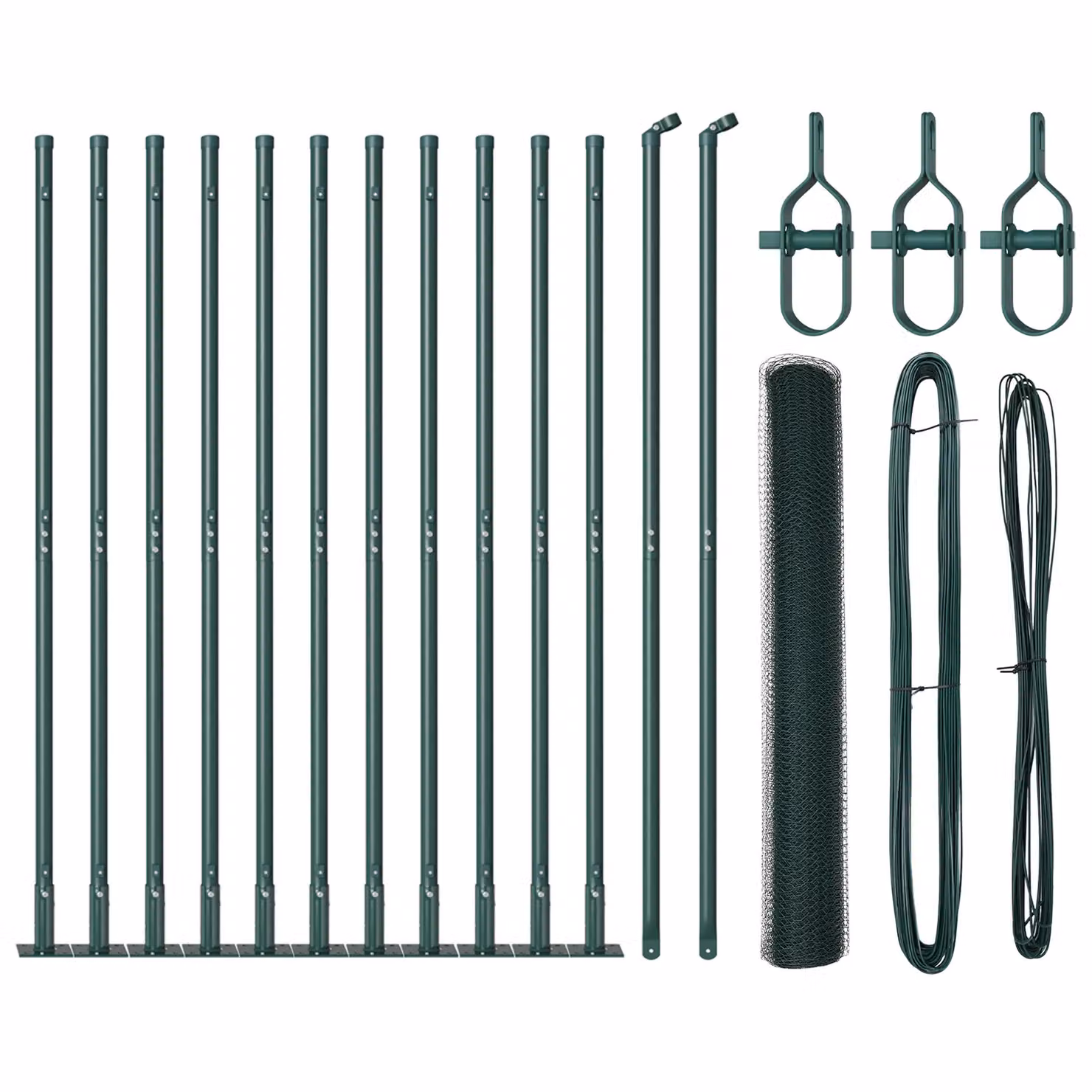 Berkfield Home Green Powder-Coated Steel Fencing Set of 2, H: 1.2 m, W: 25 m – 2