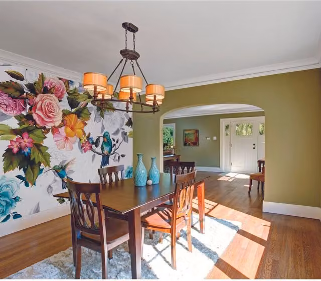 Origin Murals Hummingbird Garden Floral Wall Mural in Multicolour and White