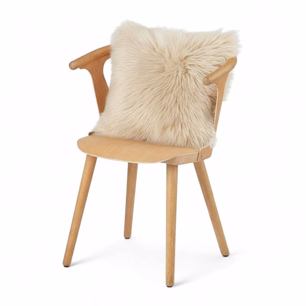 Infinity Leather Beige Real Wool Square Cushion, W/D/H: 40 x 40 x 40 cm – 2