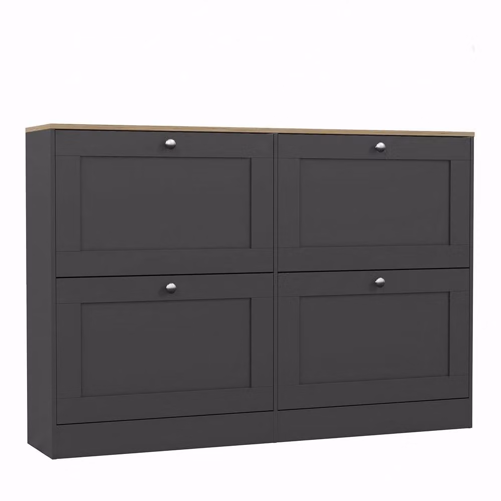 Vida Designs Modern 4 Drawer Flip Down Shoe Cabinet in Anthracite Grey – 7