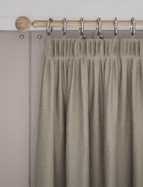 M&S Blackout Thermal Pencil Pleat Curtains, Black