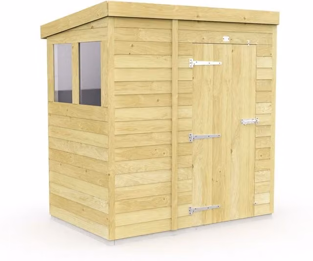 Buttercup Farm Brown Pent Shed with Single Door and Windows, L118 x W158 x H201 cm