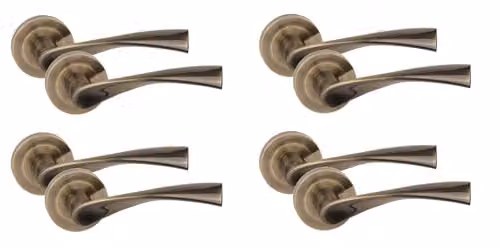 Golden Grace Astrid Design Door Handles in Antique Brass Finish, 4 Pairs – 1