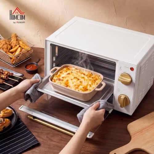 HOMCOM 9L Mini Toaster Oven with Timer Control, 750W, White – 2