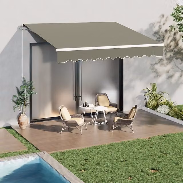 Breeins Grey Retractable Outdoor Awning for Windows and Doors, 300 cm
