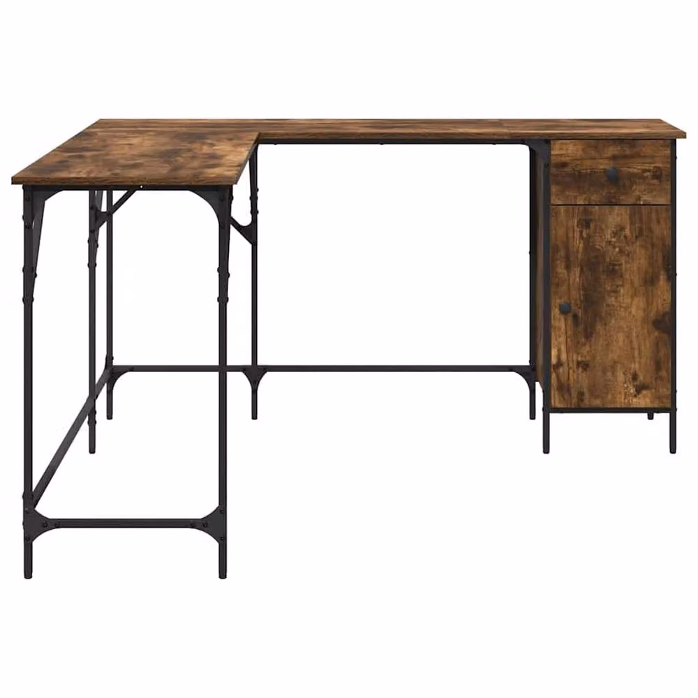 Berkfield Home Decorative Desk in Smoked Oak Brown, W/D/H: 141 x 141 x 75 cm – 3