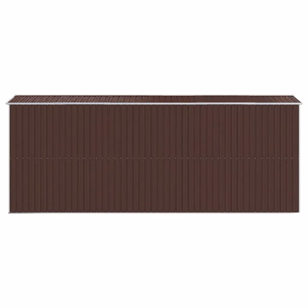 Berkfield Home Dark Brown Galvanised Steel Garden Shed with Sliding Gable Doors W/D/H: 192 x 523 x 223 cm – 4