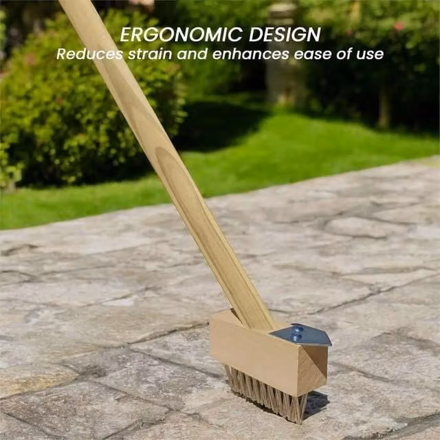 Nordara Long Handled Wire Patio Weeding Brush and Broom in Brown – 1