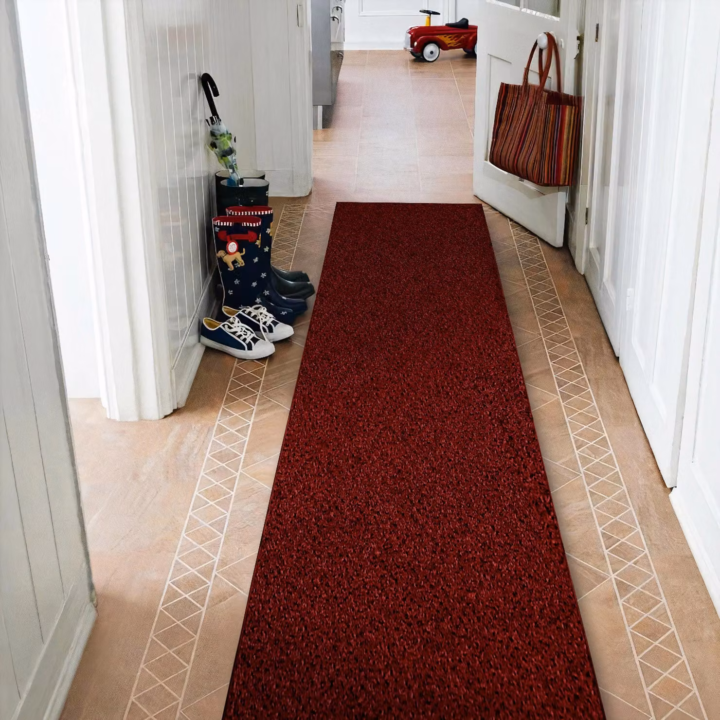 RugsX Traffic Burgundy Runner in Red, W/D: 80 x 330 cm – 3