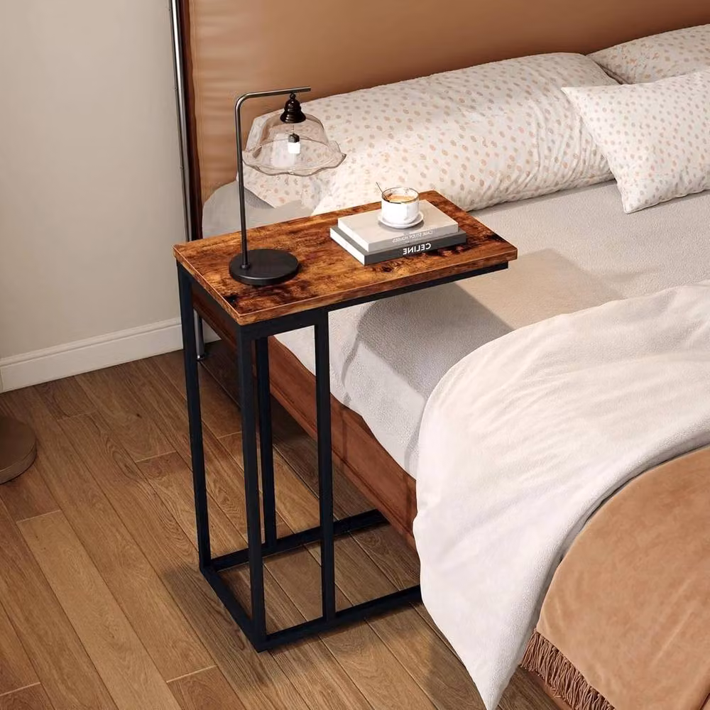FORGEVIO Small C Shaped End Table in Brown Metal – 4