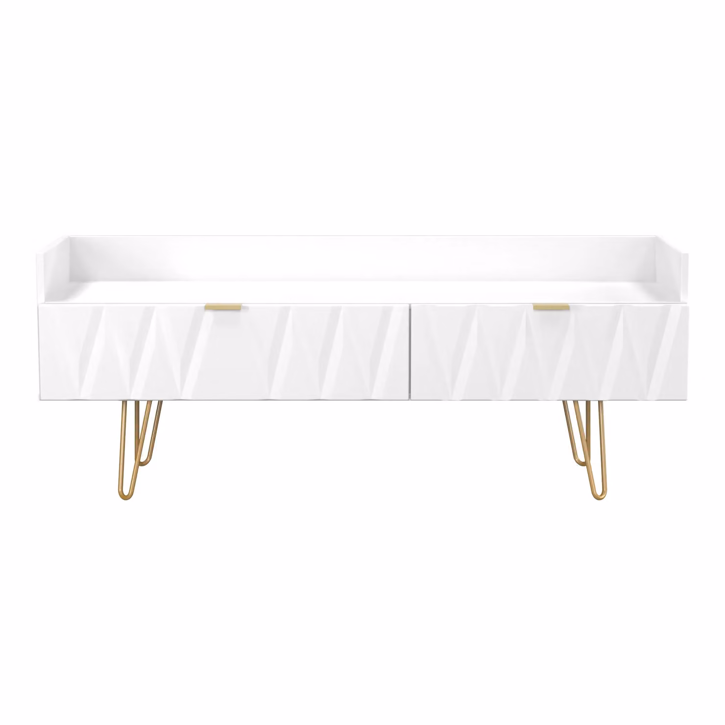 2 U Dallas Modern Geometric 2 Drawer Coffee TV Unit in White and Gold – 2