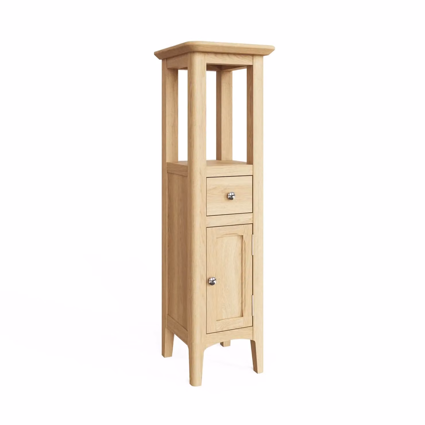 FWStyle Ready Assembled Ash Wood Tall Cabinet with 1 Door and 1 Drawer in Brown – 2