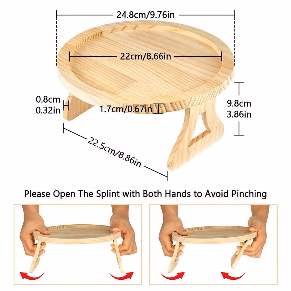 Havendro Foldable Wooden Sofa Armrest Tray in Sand – 2