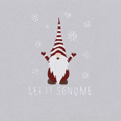 Velosso 3 Pack Christmas Tea Towel Set with Let It Sgnome Graphic Design, Absorbent Cotton Kitchen Towels in Green, Red, Grey and White – 4