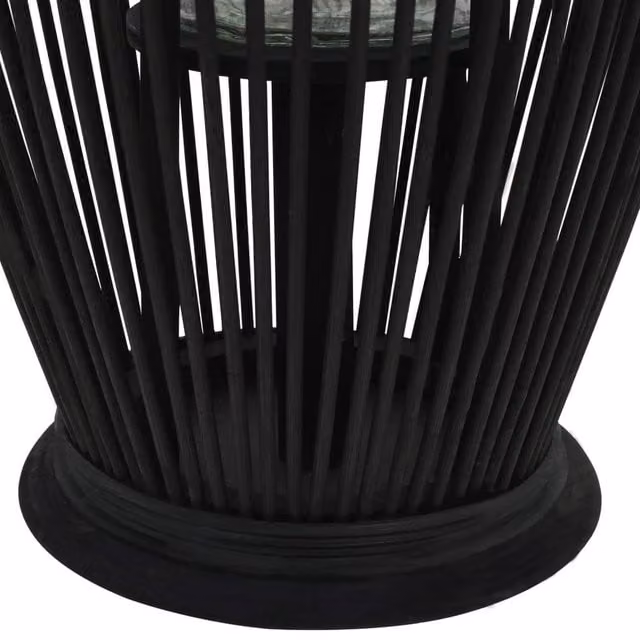 Berkfield Home Hanging Bamboo Candle Lantern Holder, Black, Height: 60 cm